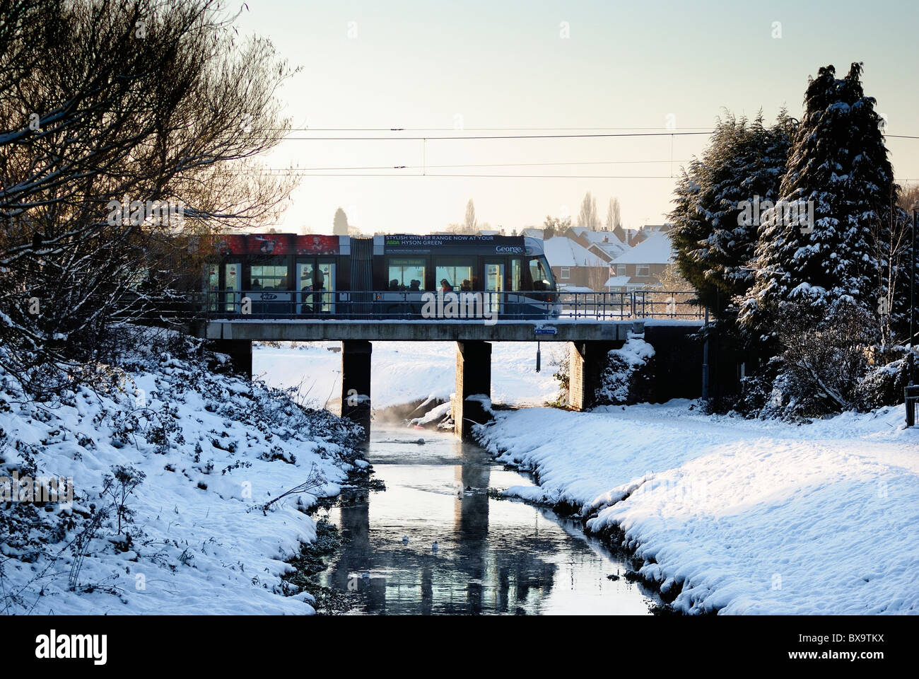 tram crossing bridge highbury vale bulwell nottingham england uk Stock