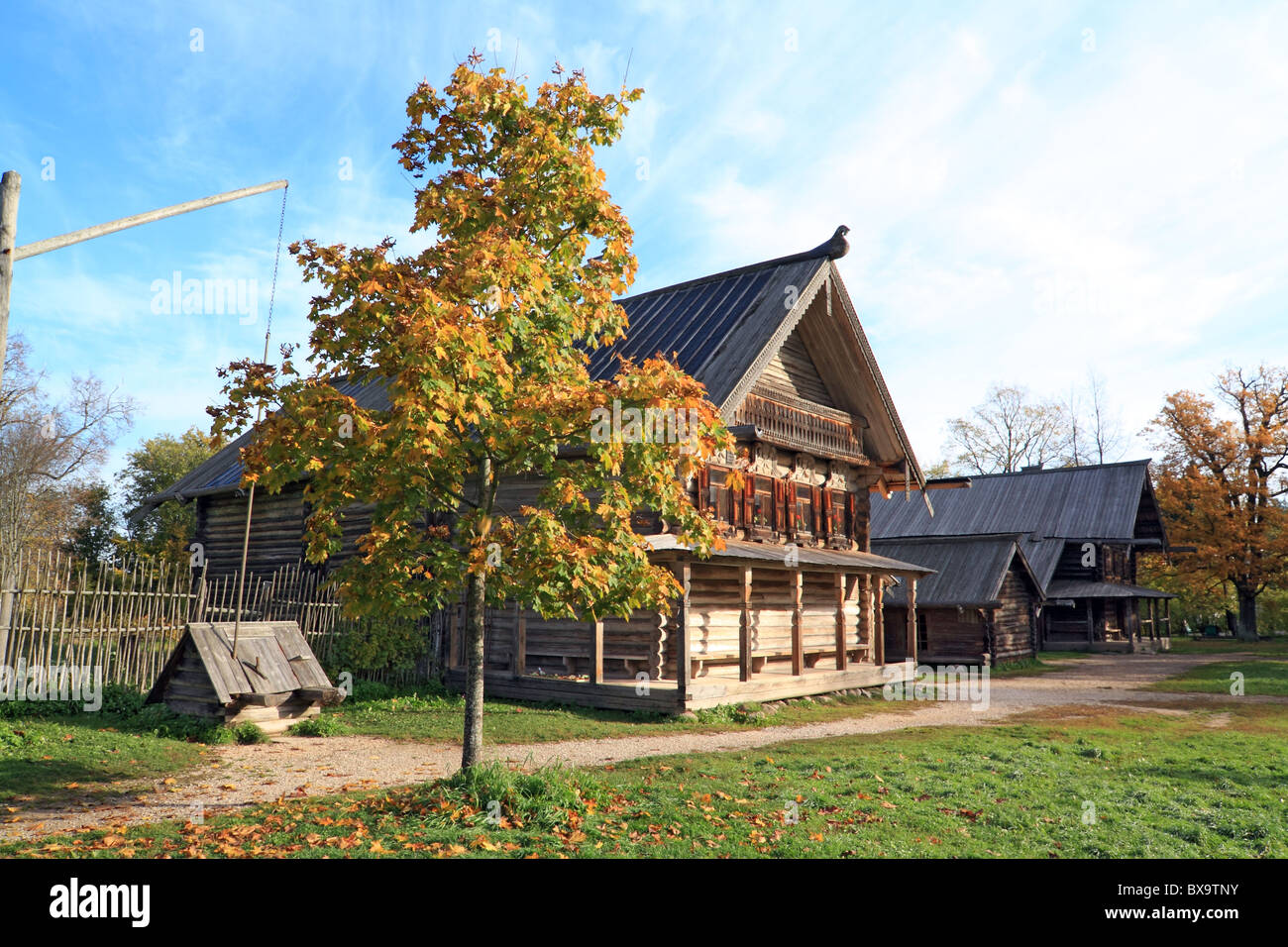 old wooden house in village Stock Photo