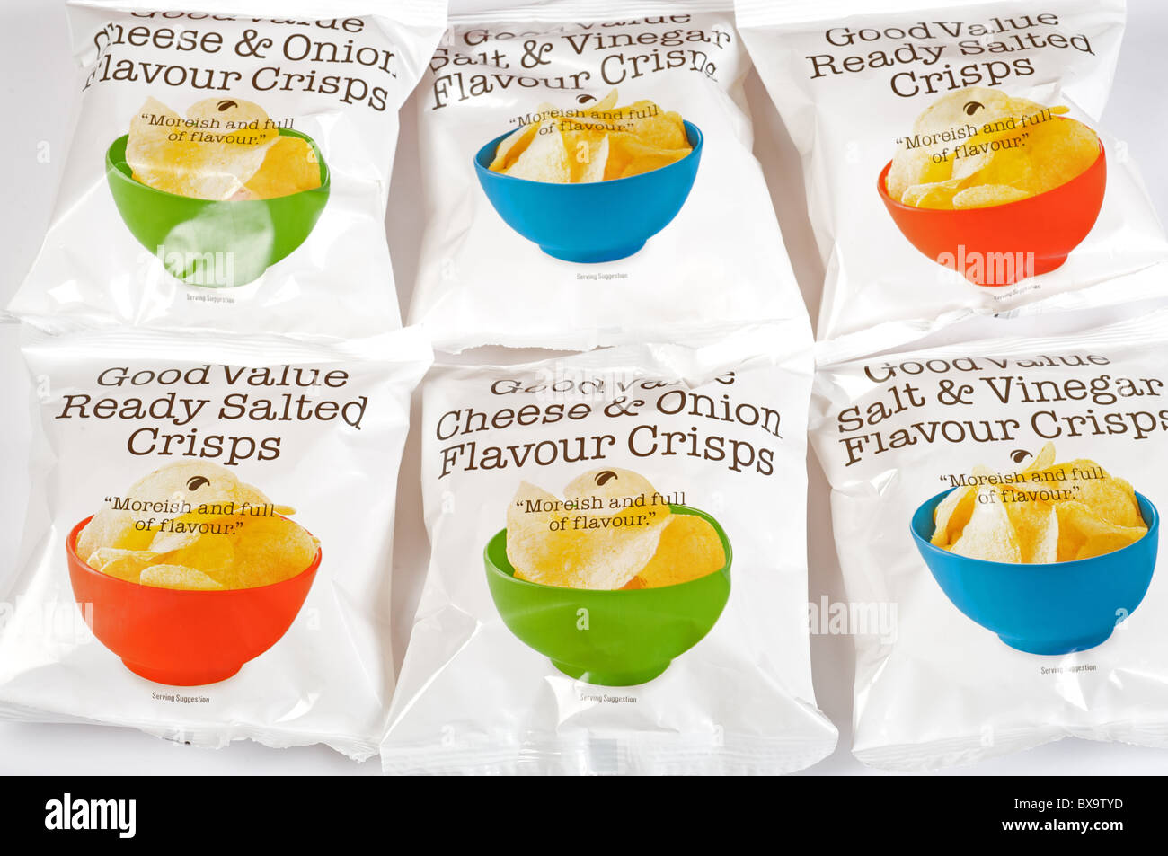 Budgens own brand crisps Stock Photo