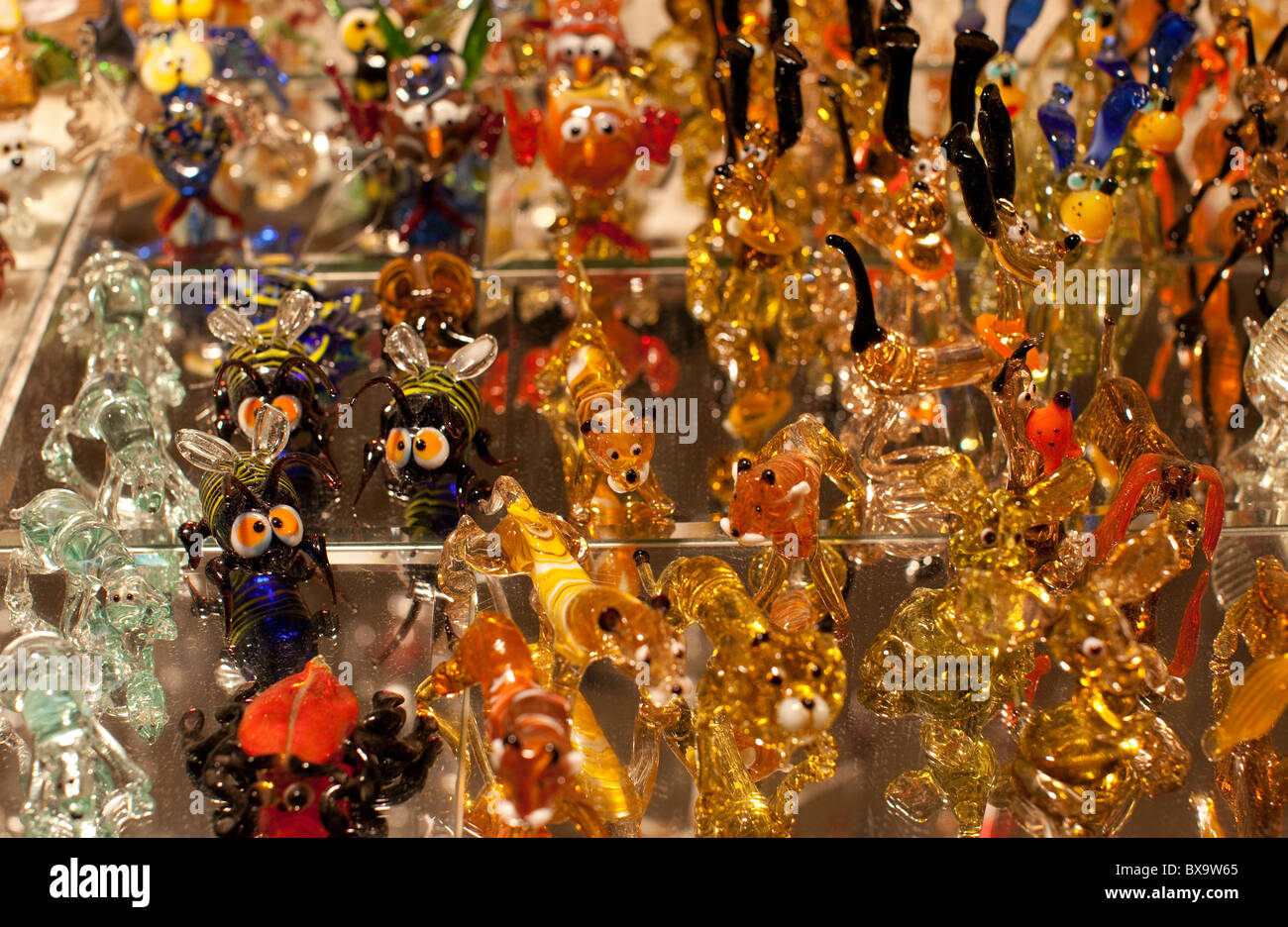 Glass animals at German Christmas market in London Stock Photo