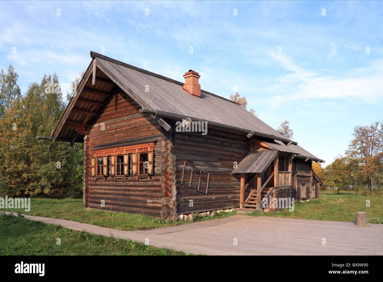 old wooden house in village Stock Photo
