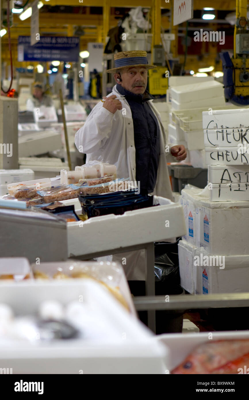 Roger Barton fishmonger,Billingsgate fish market,London,England Stock