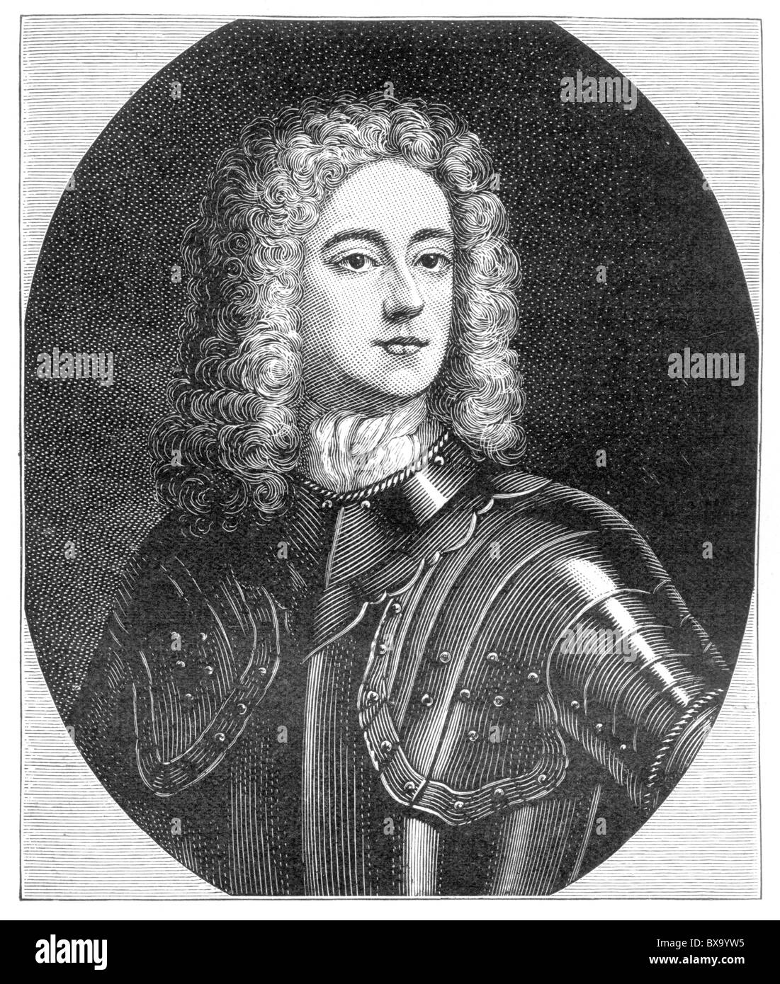 Portrait of John Churchill, 1st Duke of Marlborough; Black and White Illustration; Stock Photo