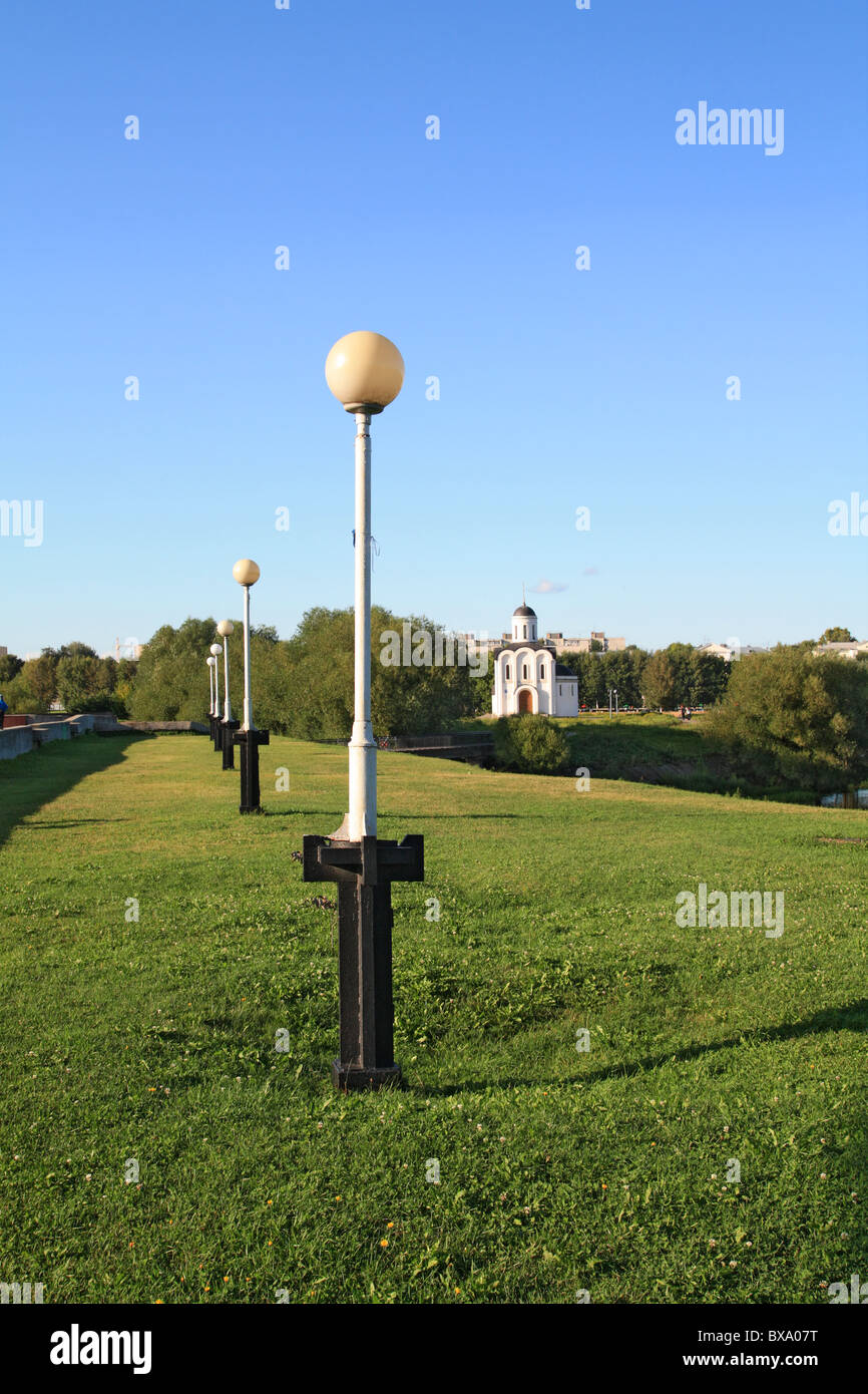 torch on green lawn Stock Photo