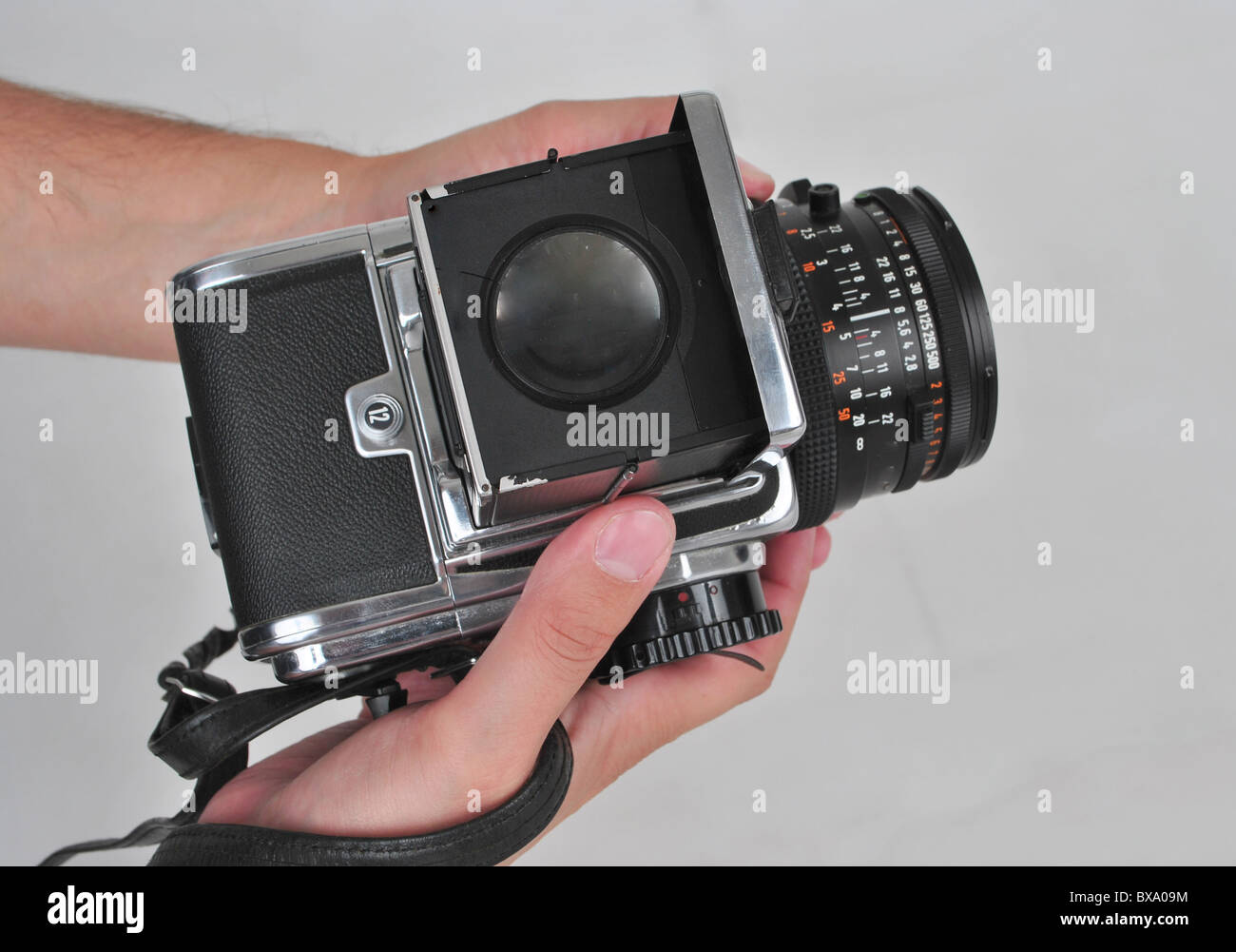 6X6 format camera with lens Stock Photo