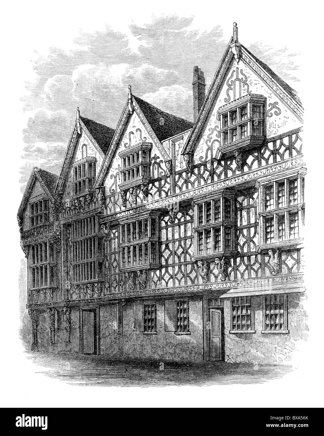 The house in Bristol used between 1696 and 1697 as the Mint; Black and White Illustration; Stock Photo
