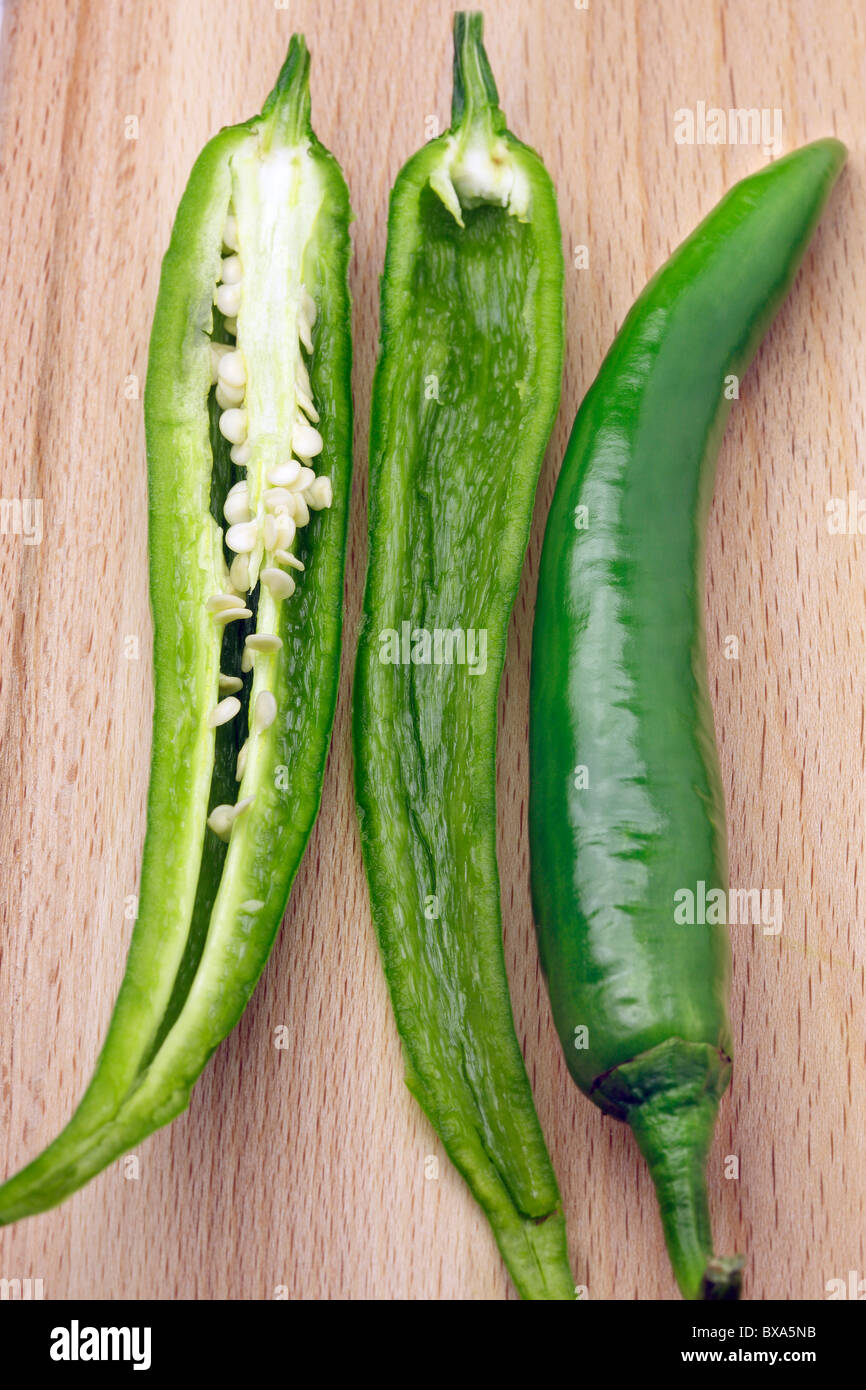 Green chilis Stock Photo