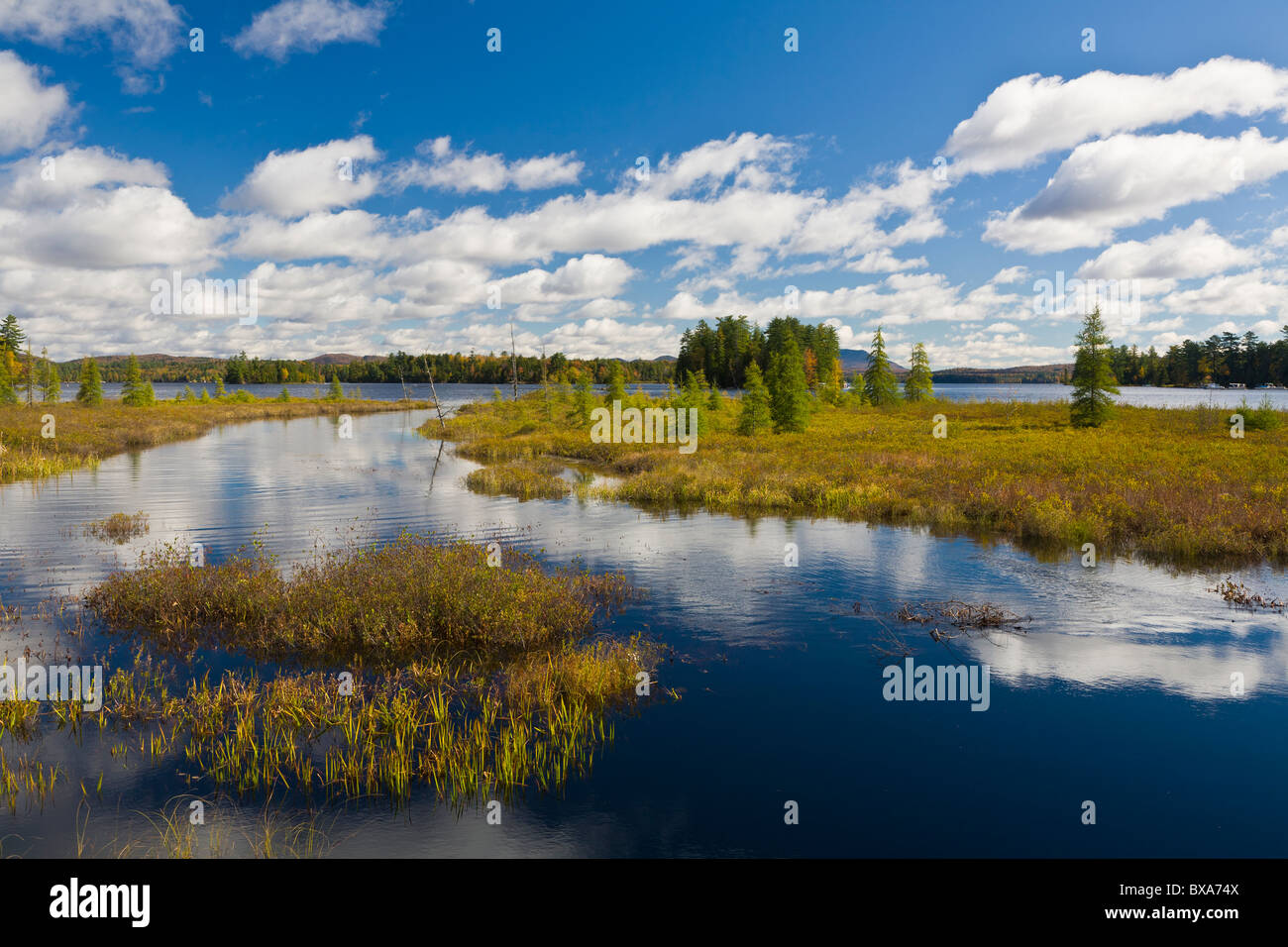 Raquette Lake inlet in the Adirondack Mountains State Park in New York ...