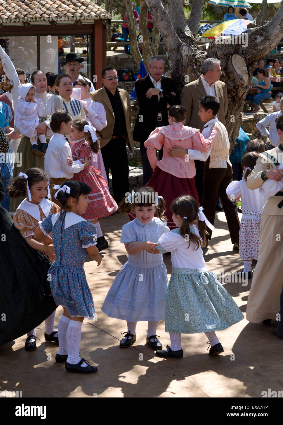 Portugal, the Algarve, Folk dancing festival at Alte, the local dance school performing Stock Photo