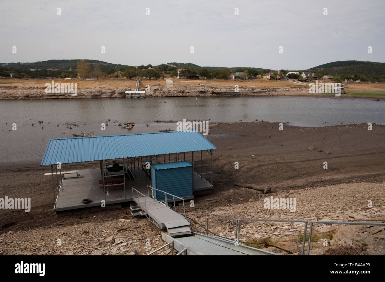 Receding water leaves docks high and dry after drought lowered water