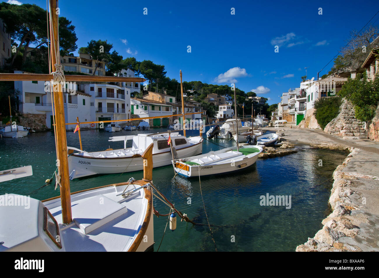 Cala Figuera harbour with fishing boats, Mallorca Balearic Islands Spain Stock Photo