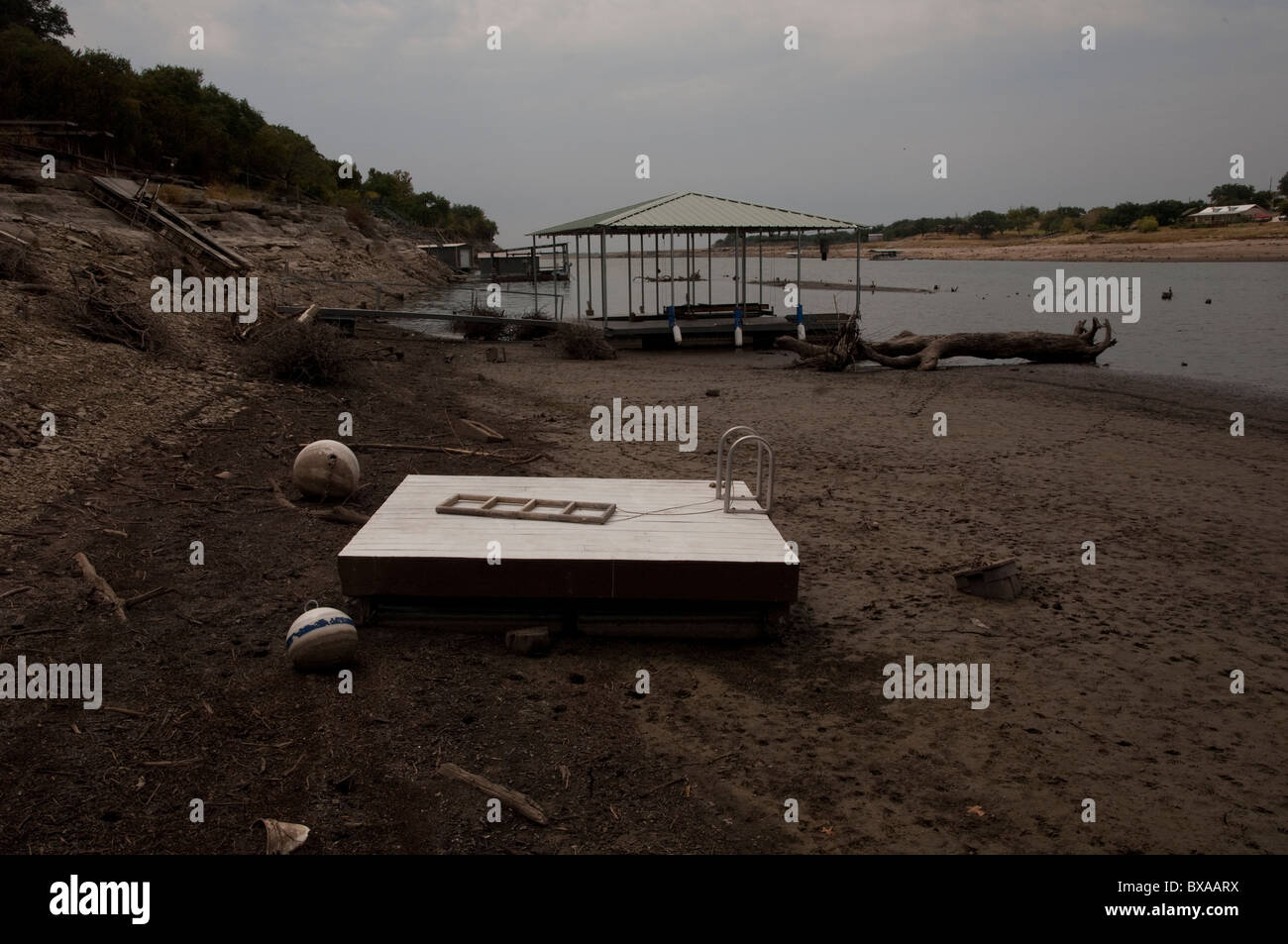 Receding water leaves docks high and dry after drought lowered water
