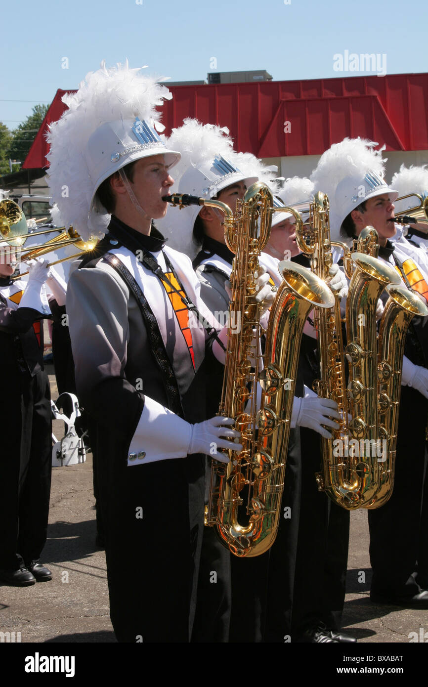 Teenage Boy playing Saxophone. Beavercreek High School Marching band