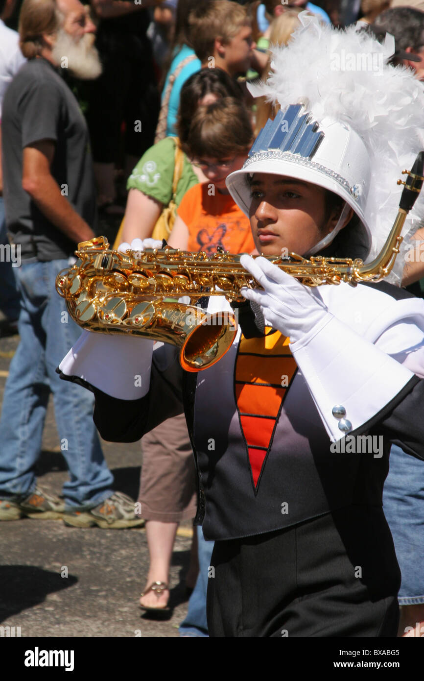 Teenage girl with Saxophone. Beavercreek High School Marching band