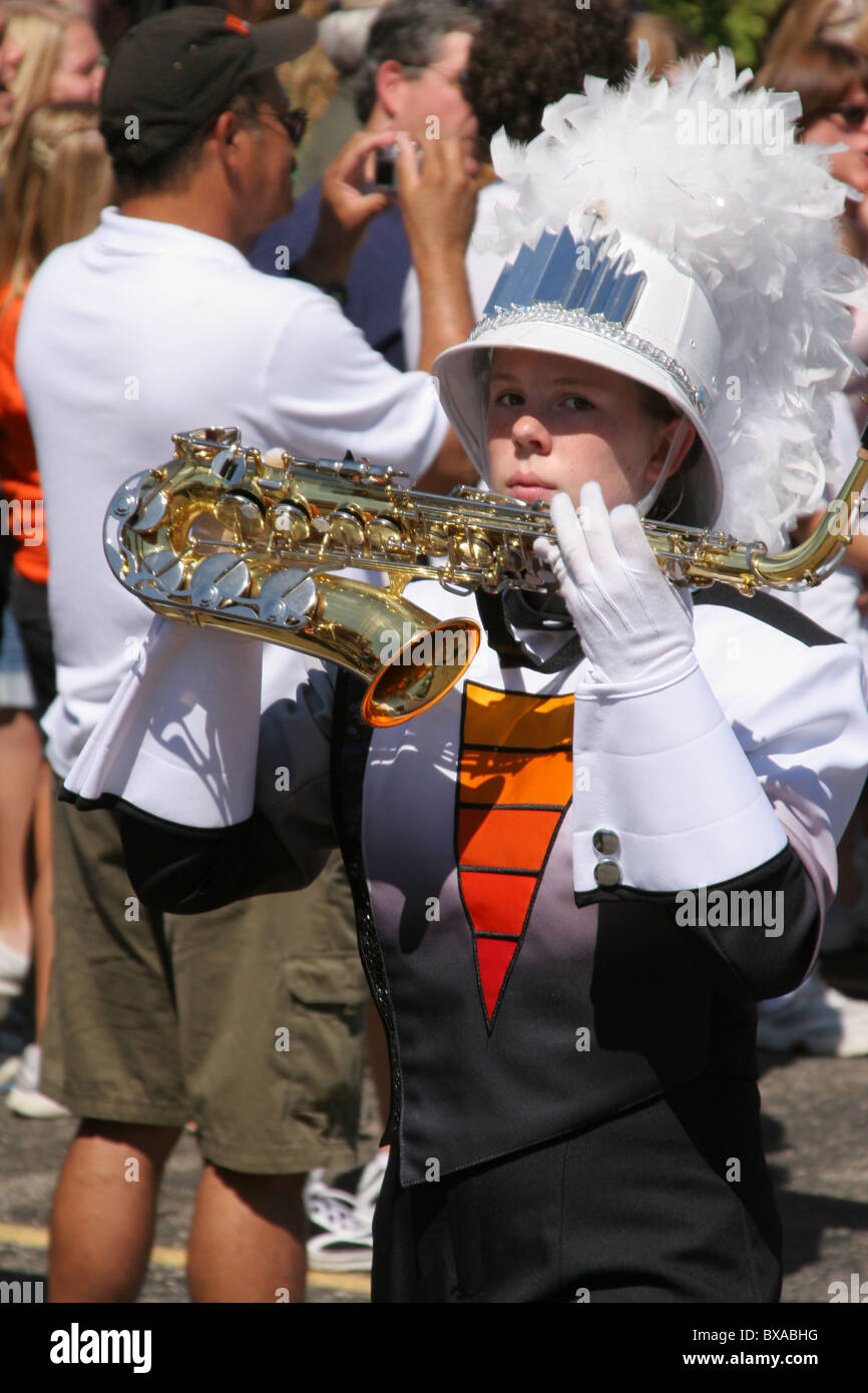 Teenage girl with Saxophone. Beavercreek High School Marching band