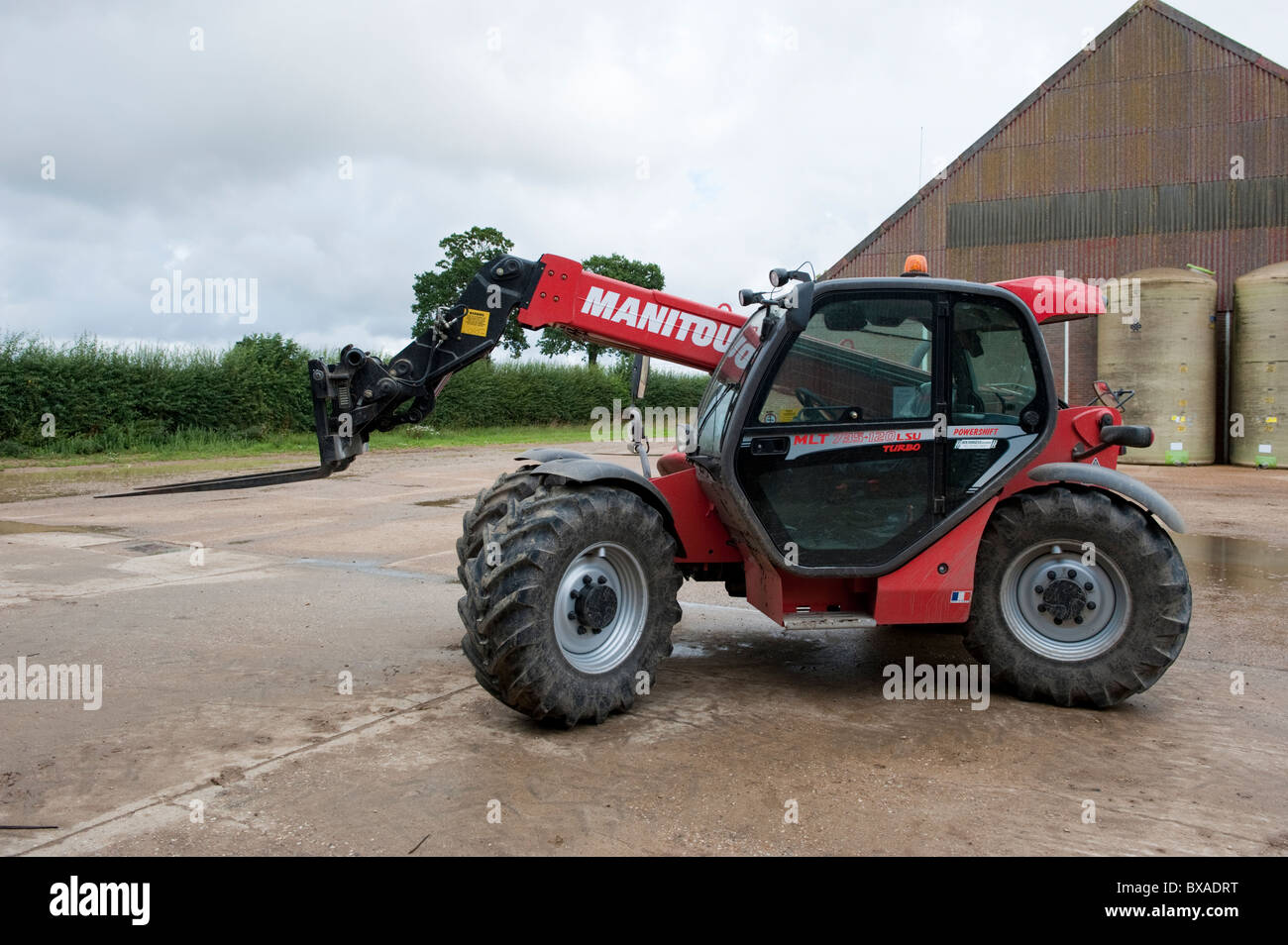 Manitou forklift in farm yard at Guestwick near Foulsham Stock Photo