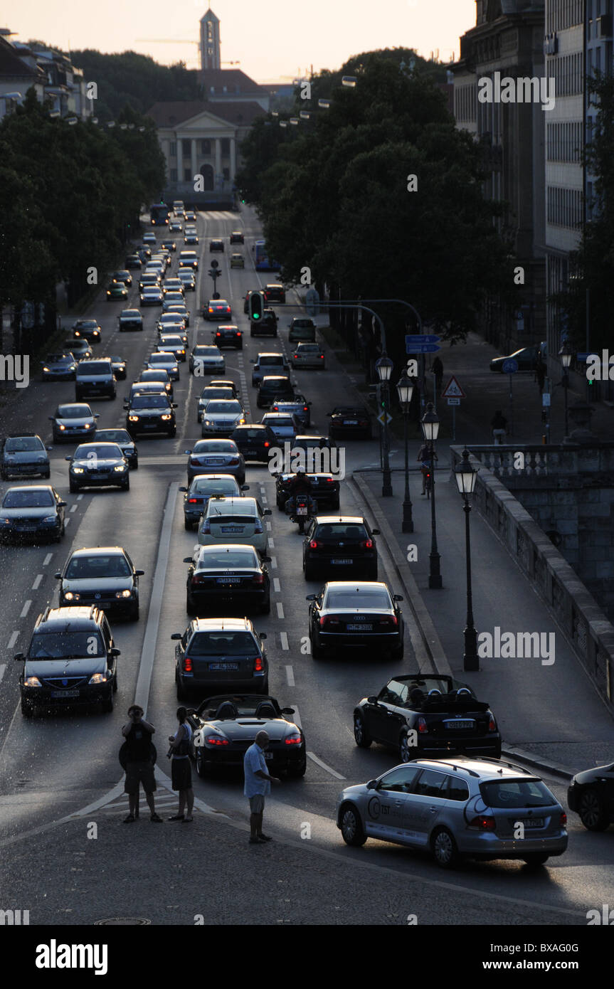 Evening traffic in Munich Stock Photo