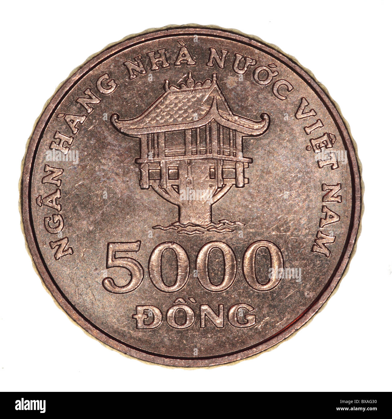 VIET NAM 5000 DONG 2003 XF CHUA MOT COT PAGODA IN HANOI,NATIONAL EMBLEM 