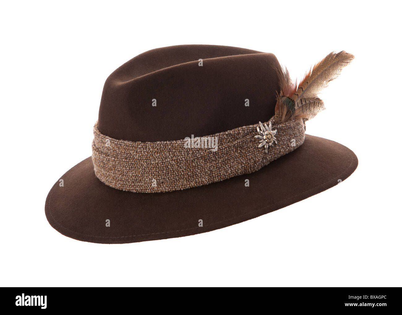 Alpine Mountain Hat isolated on a white background Stock Photo