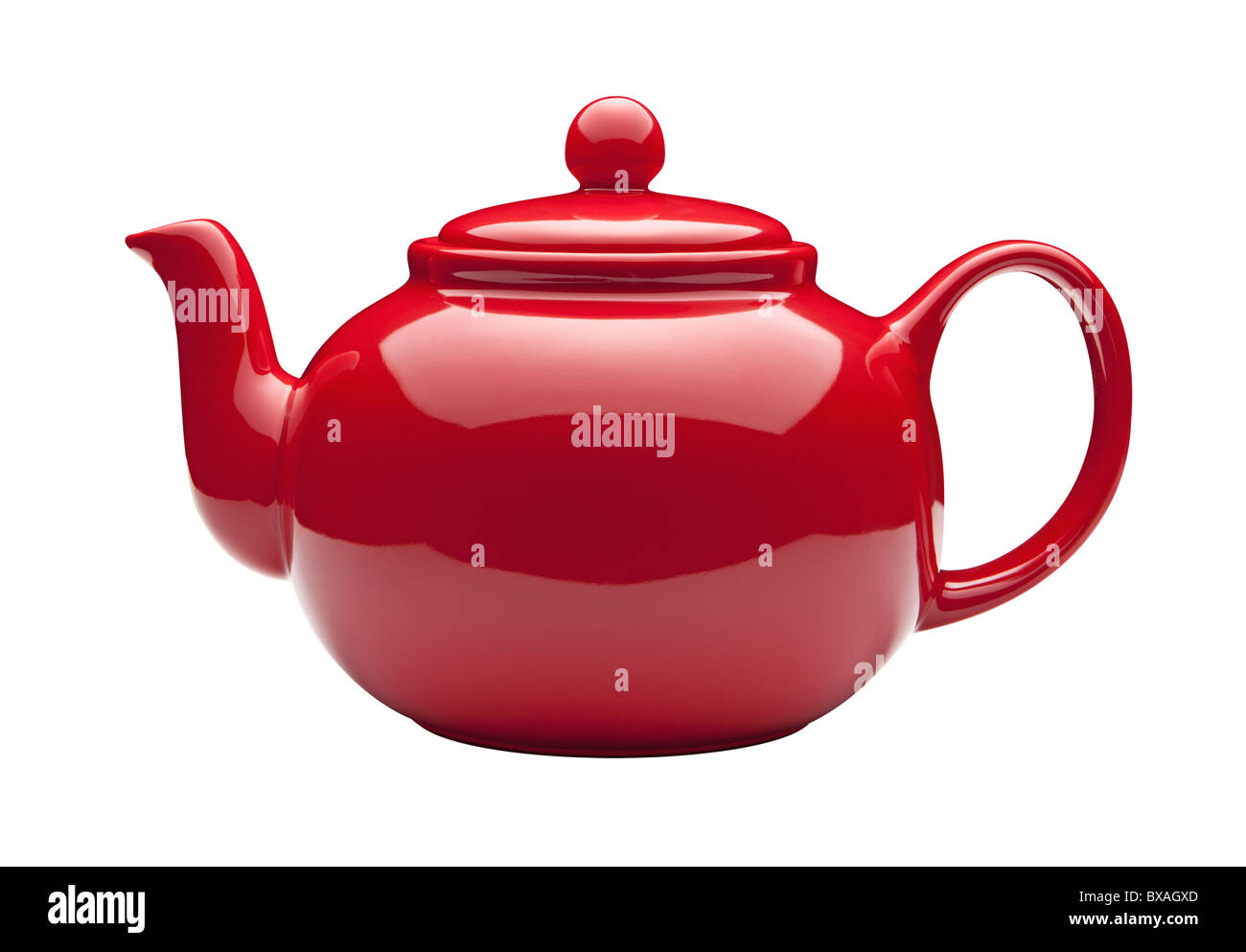 Red Teapot isolated on a white background. Stock Photo