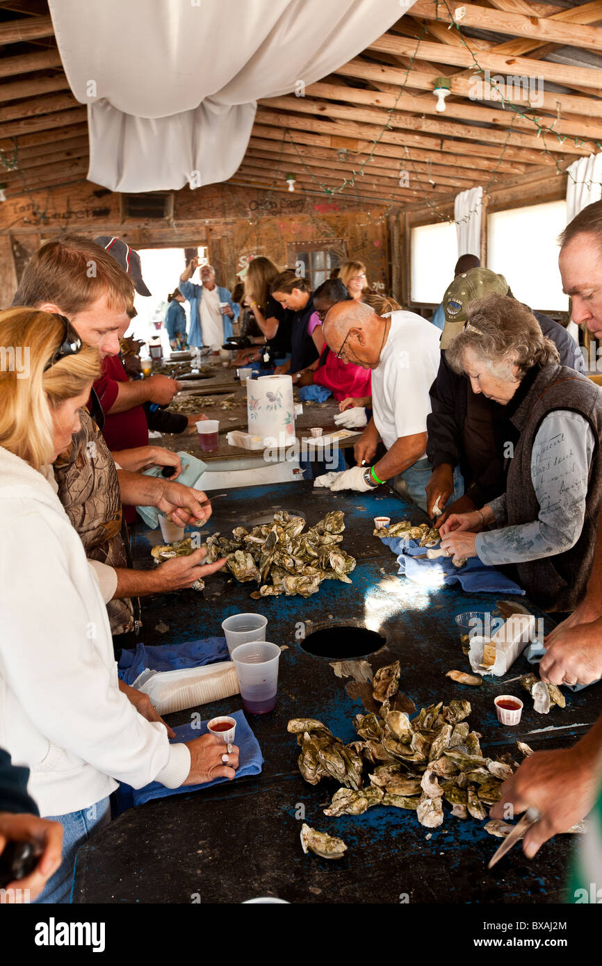 Oyster roast at Bowen's Island restaurant along the Folly River