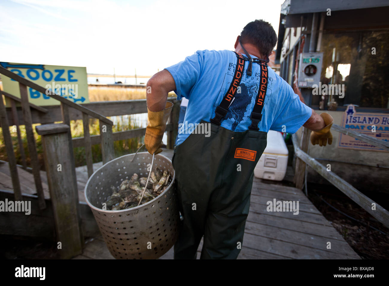 Steaming oysters at Bowen's Island restaurant along the Folly River