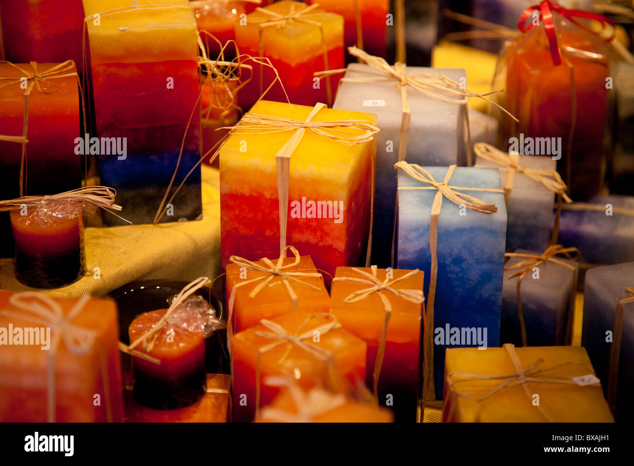 Candles for sale at a Christmas market Stock Photo Alamy