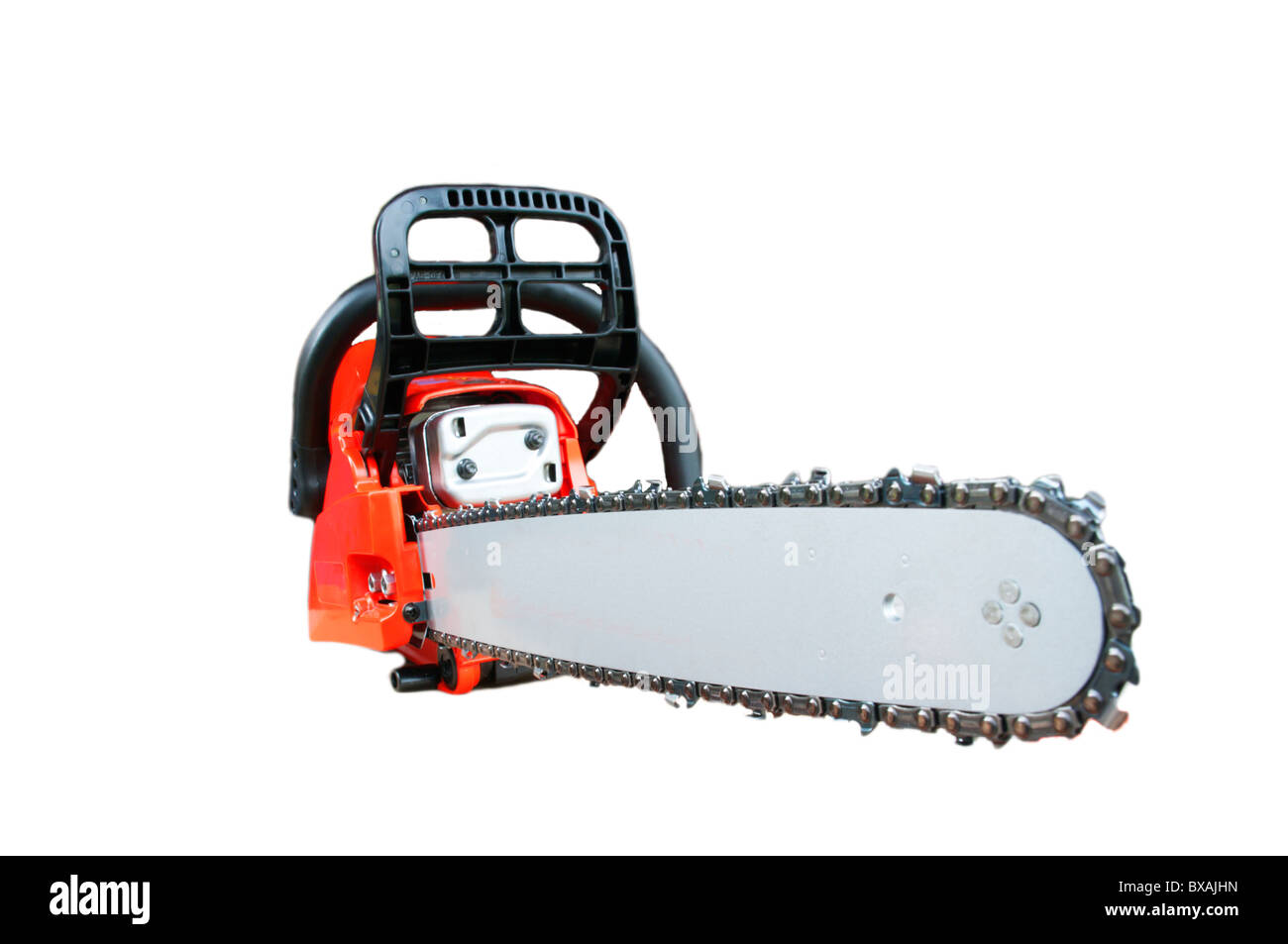 Petrol saw for cutting of trees and a cutting of boards Stock Photo Alamy