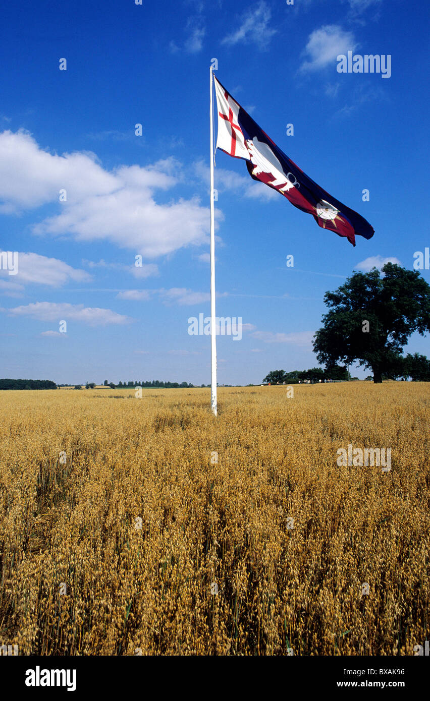 Bosworth Battlefield, King Richard 3rd's Royal Standard, white boar, white rose of the House of York Leicestershire England UK Stock Photo