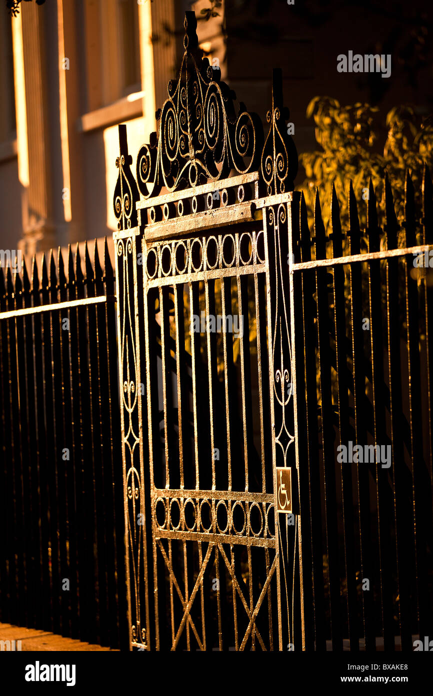 Wrought iron gate work detail in Charleston, SC. Stock Photo