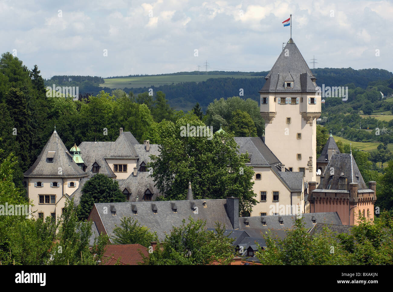 Berg Castle, the residence of the Grand Duke of Luxembourg, Colmar-Berg ...