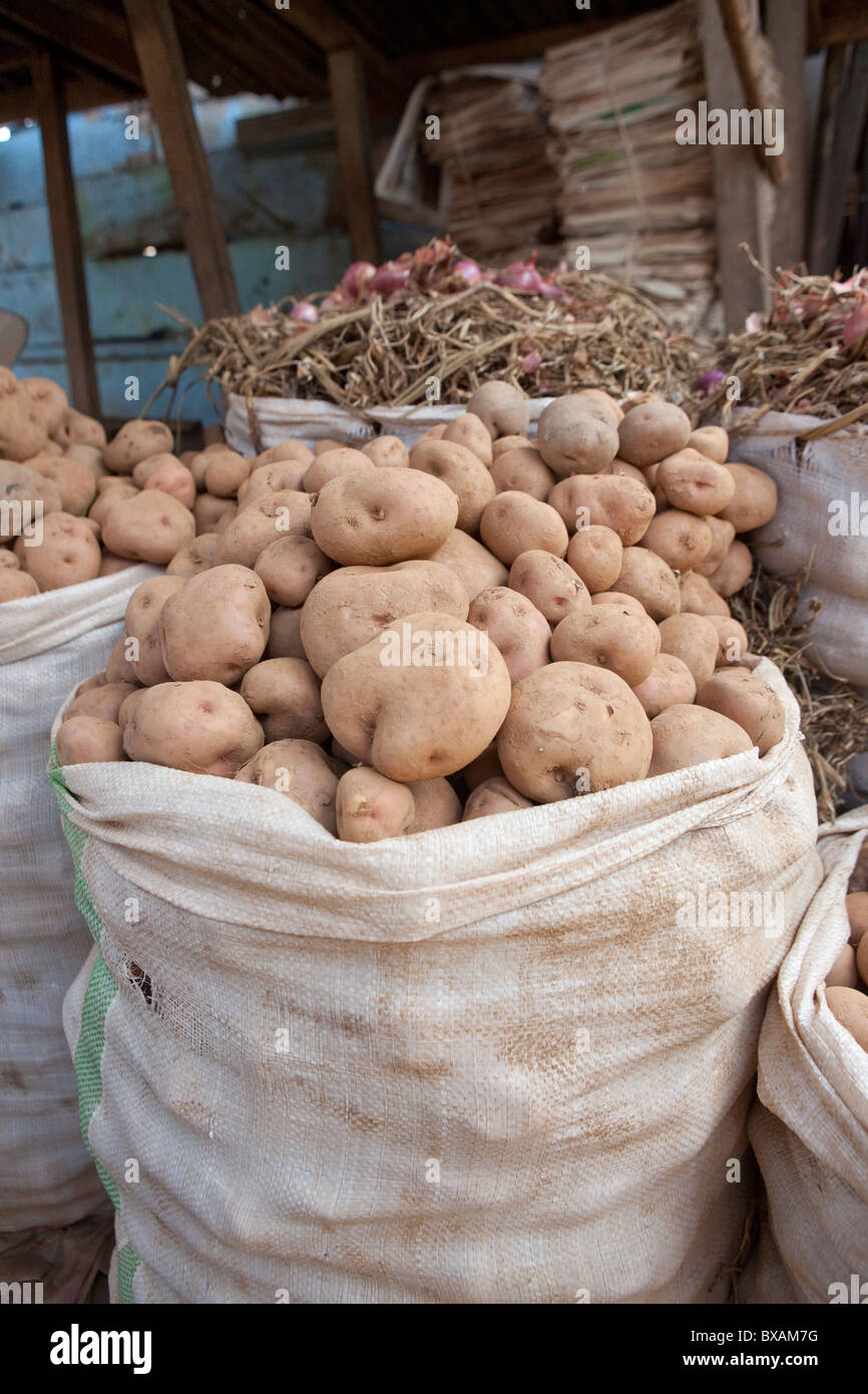 Potatoes are for sale in Iganga's central market - Iganga, Uganda, East Africa. Stock Photo