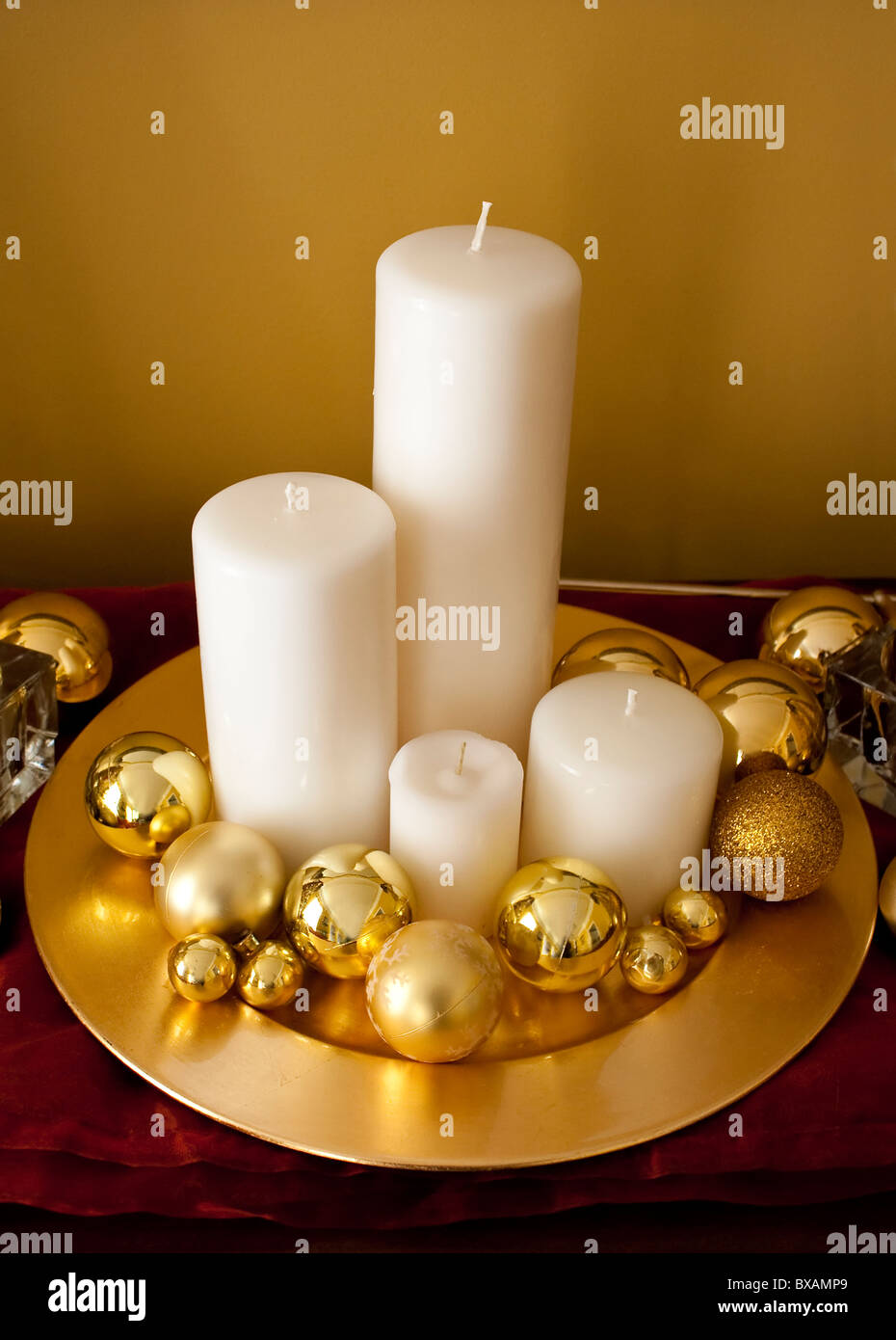 White Christmas Candles Stock Photo