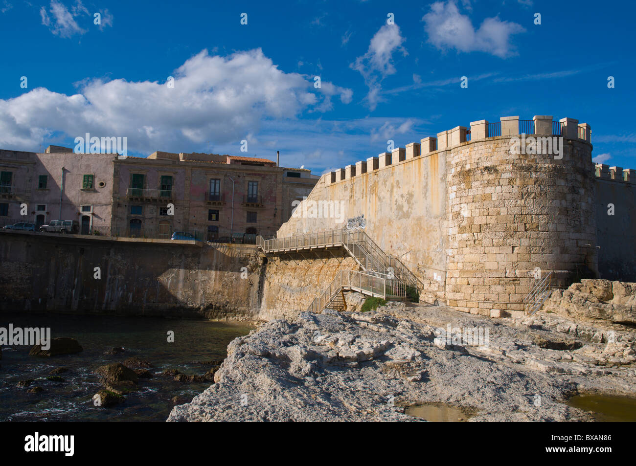 Forte Vigliena fortress by the Ionian sea in Ortigia island Syracuse Sicily Italy Europe Stock Photo