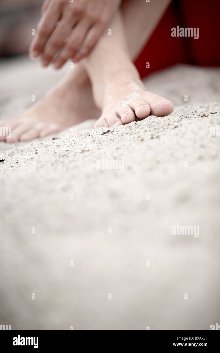Feet in the sand Stock Photo Alamy