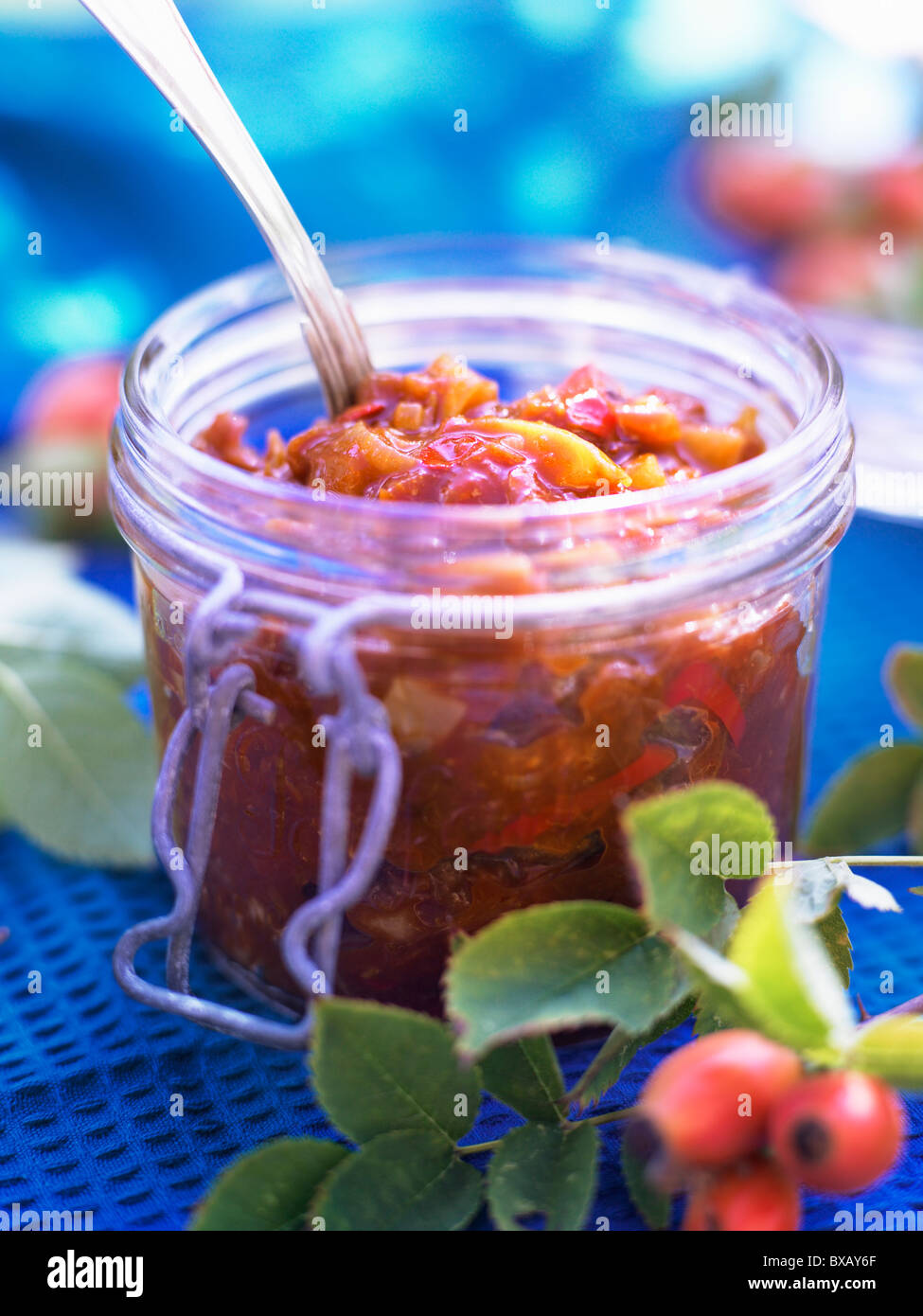Berry fruit chutney in jar Stock Photo Alamy
