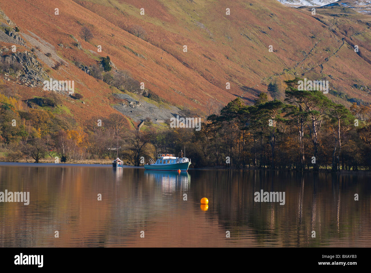 Autumn tints beside Ullswater, Glenridding, Lake district, Cumbria, England, November, 2010 Stock Photo