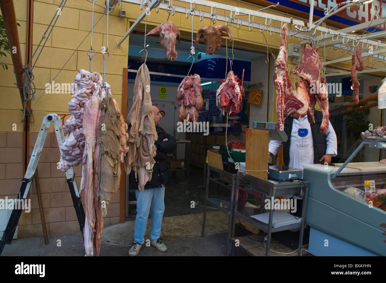 Animal offals for sale Mercato di Ballaro market Albergheria district central Palermo Sicily Italy Europe Stock Photo