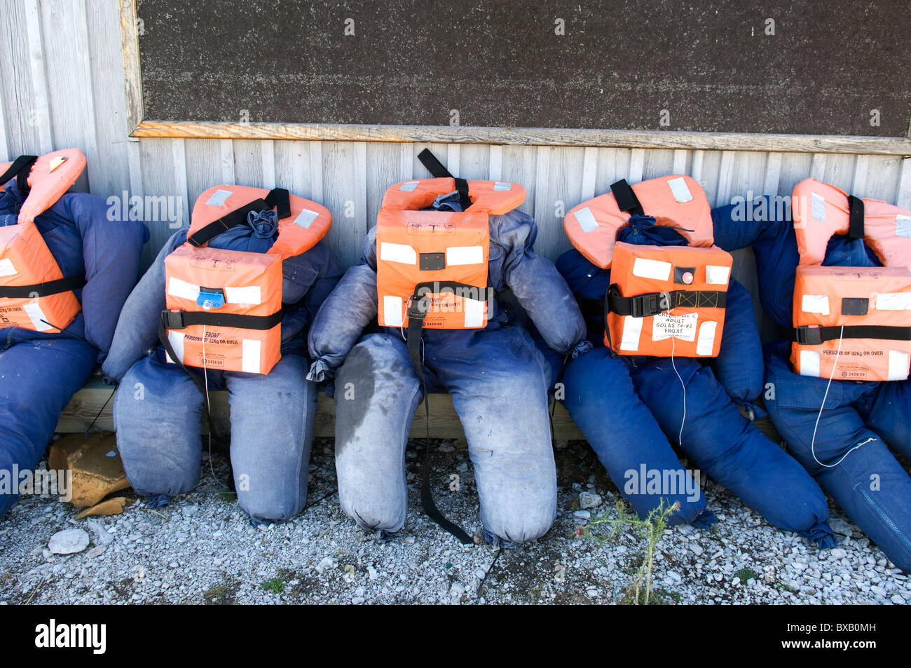 Dummies with life vests Stock Photo