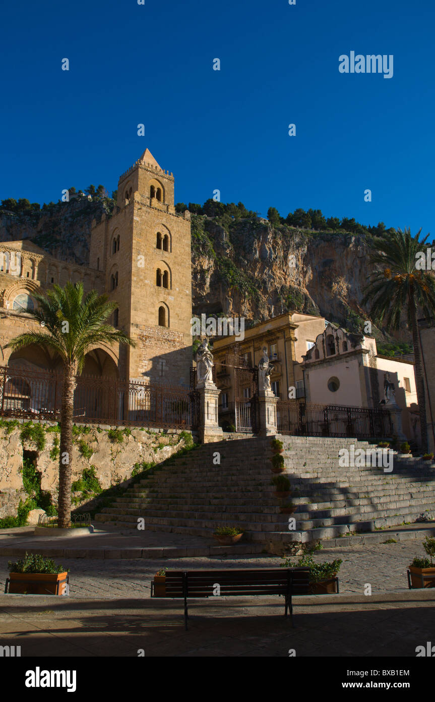 Duomo the cathdedral at Piazza del Duomo square central Cefalu town Sicily Italy Europe Stock Photo