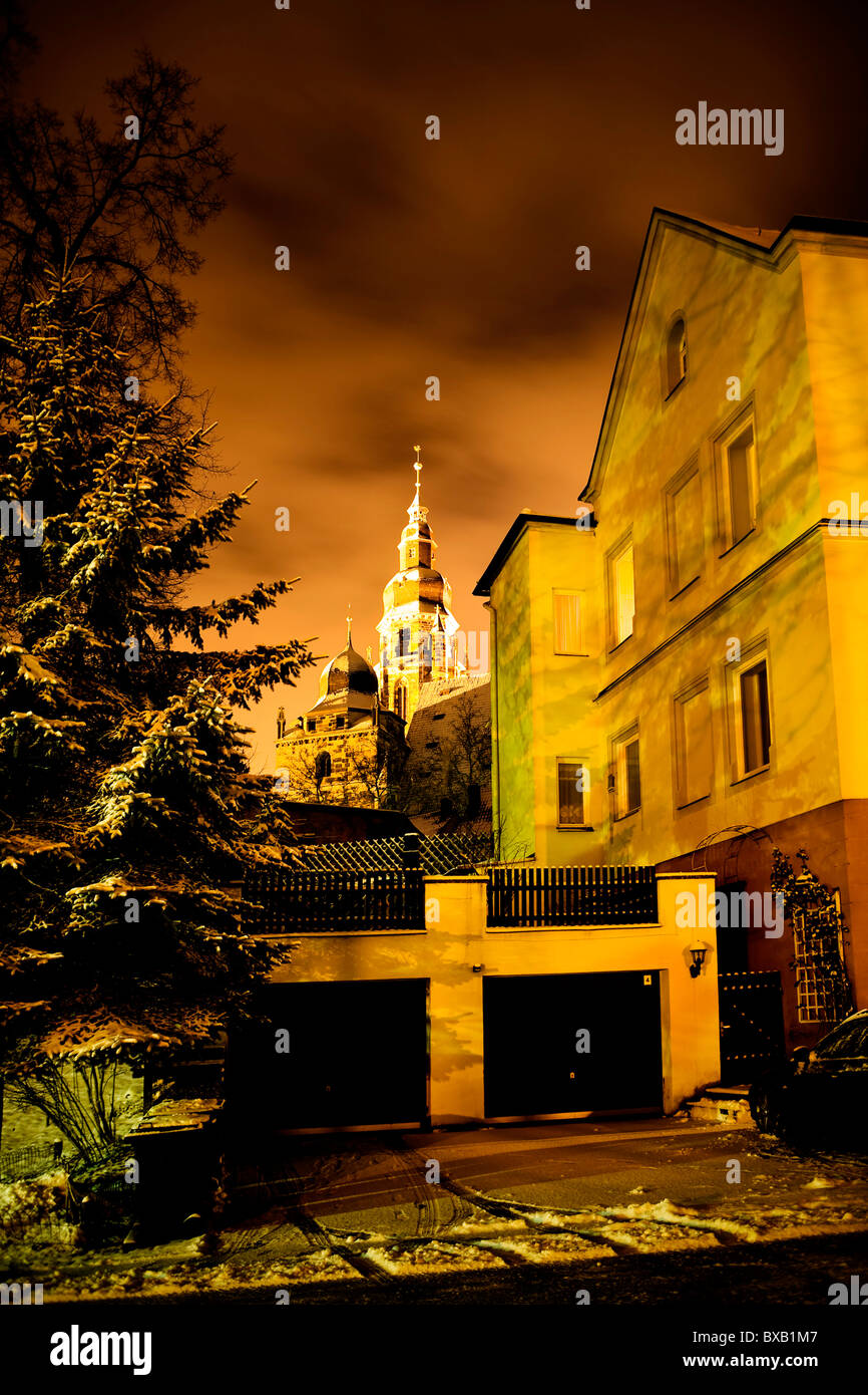 View of the Moritzkirche church at night, Coburg, Bavaria, Germany, Europe Stock Photo
