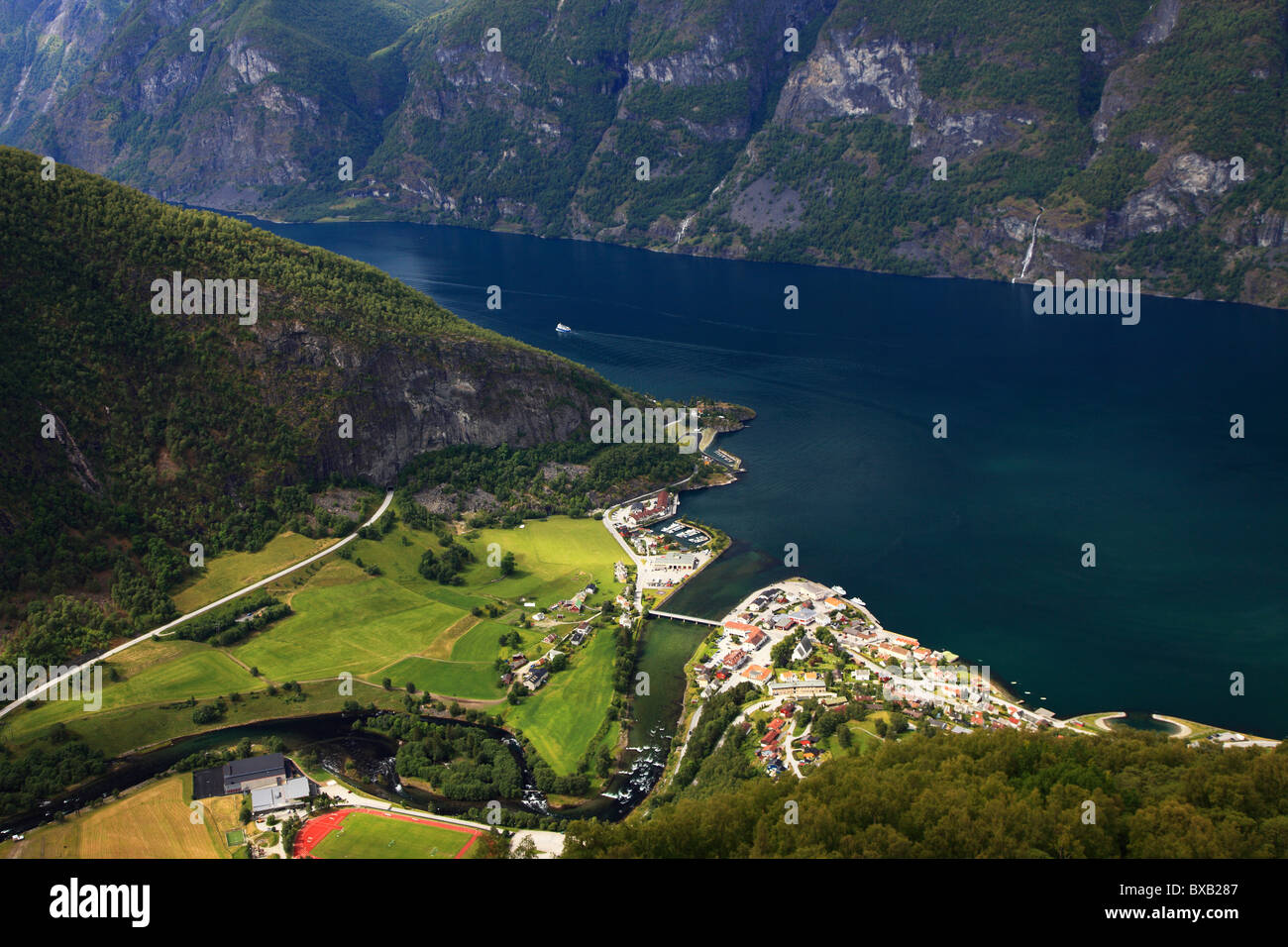 Aerial view of town, estuary and inlet Stock Photo - Alamy
