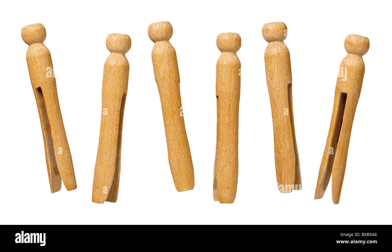 Vintage Clothespins isolated on a white background Stock Photo Alamy