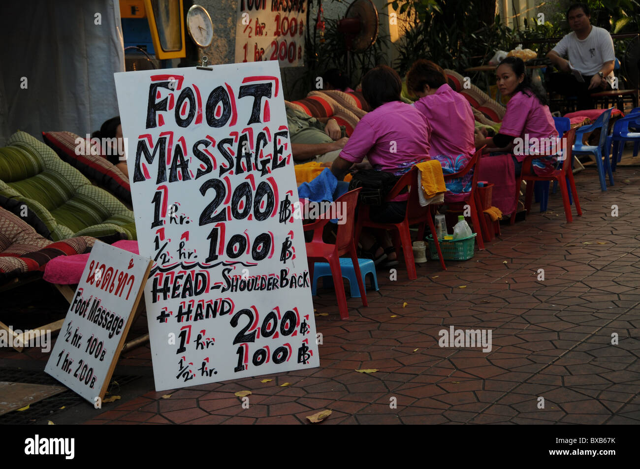 Billboard for Footmassage in Bangkok Stock Photo
