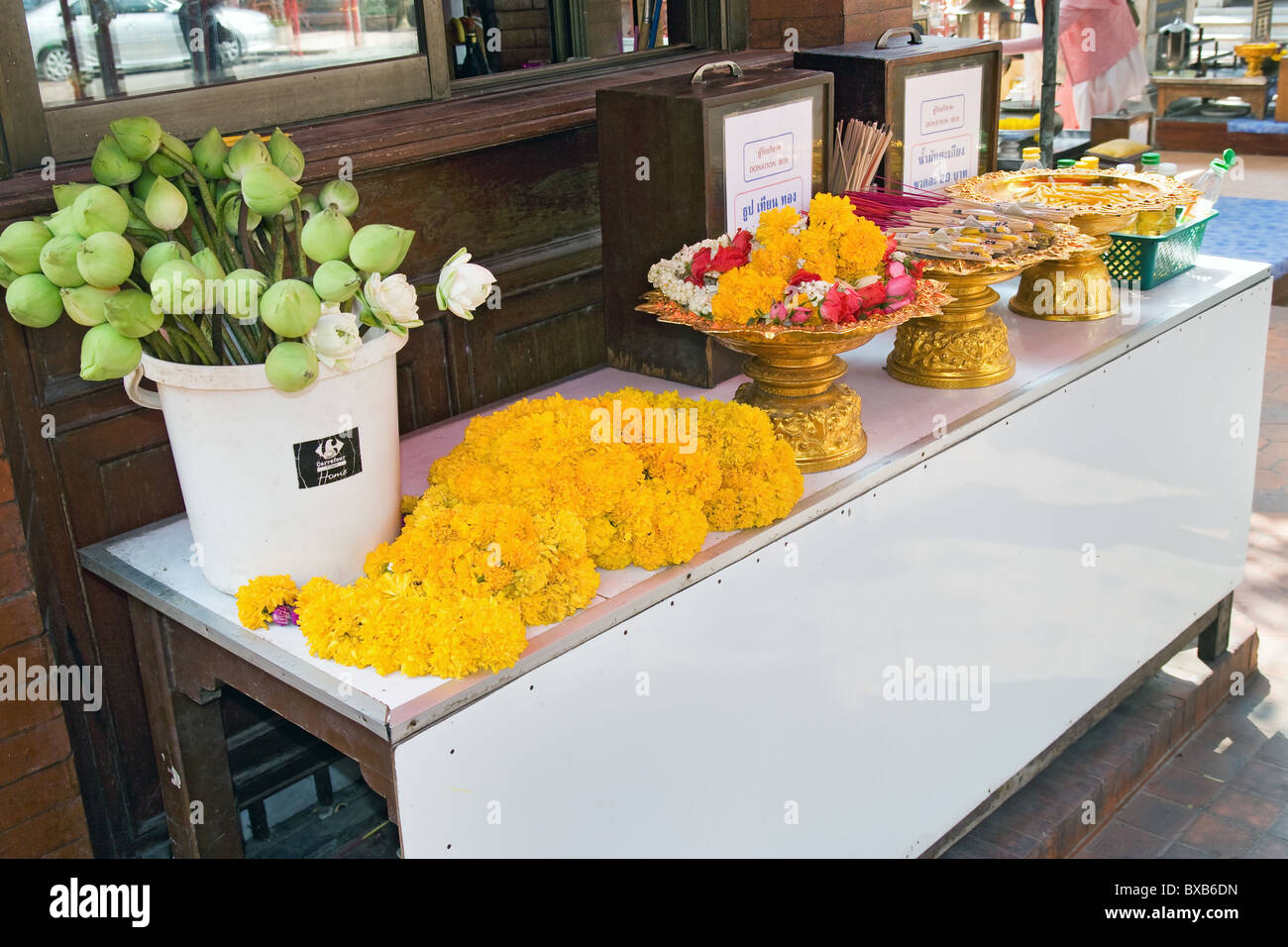Flower at Buddhist altar Stock Photo Alamy