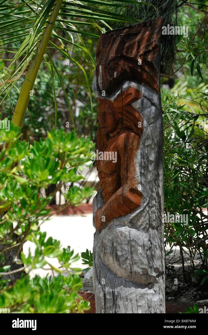 Totem at Ilot Canard (duck island), just off Noumea Anse Vata, New Caledonia Stock Photo