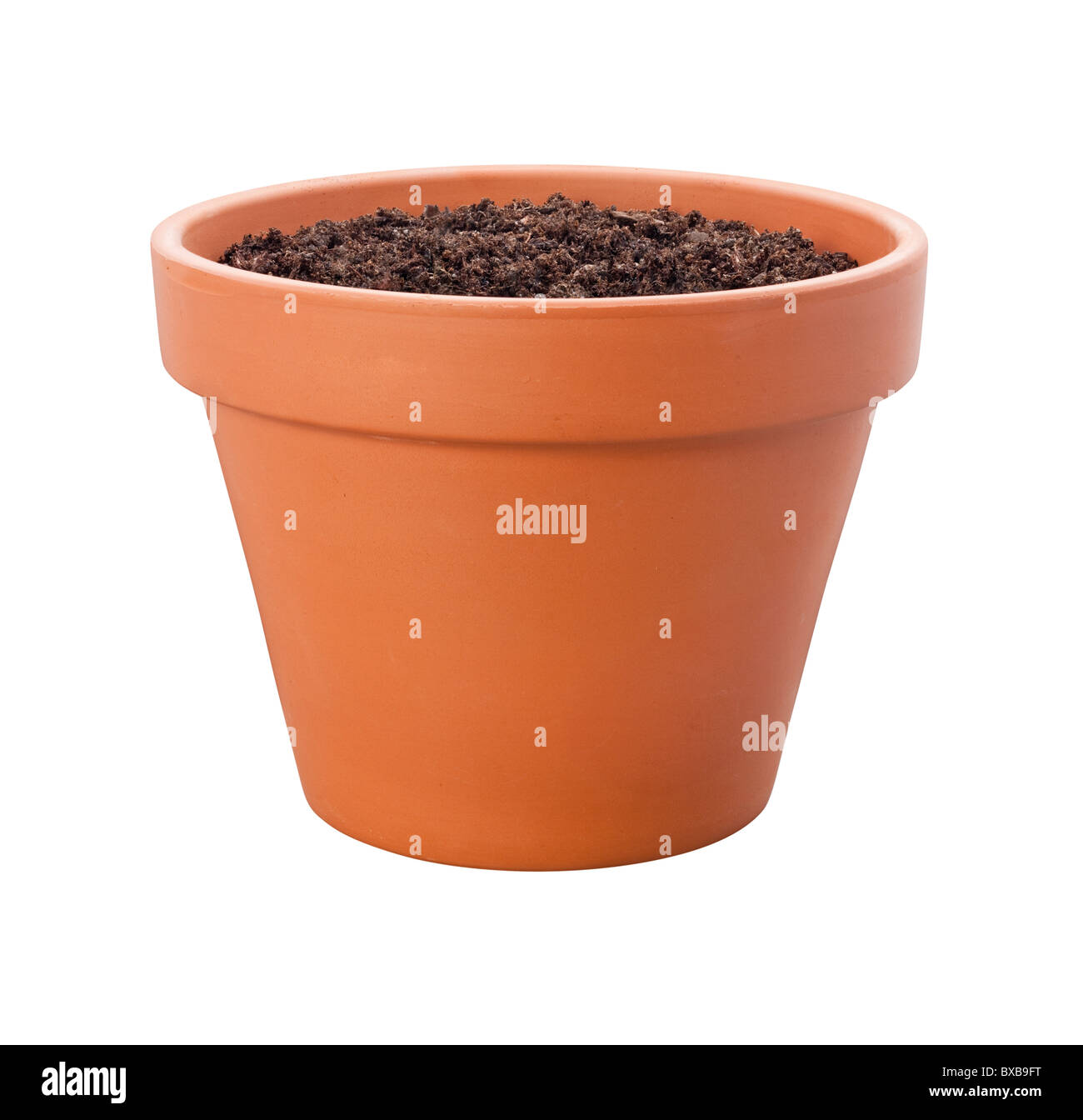 Flower Pot isolated on a white background. Full focus front & back. Stock Photo