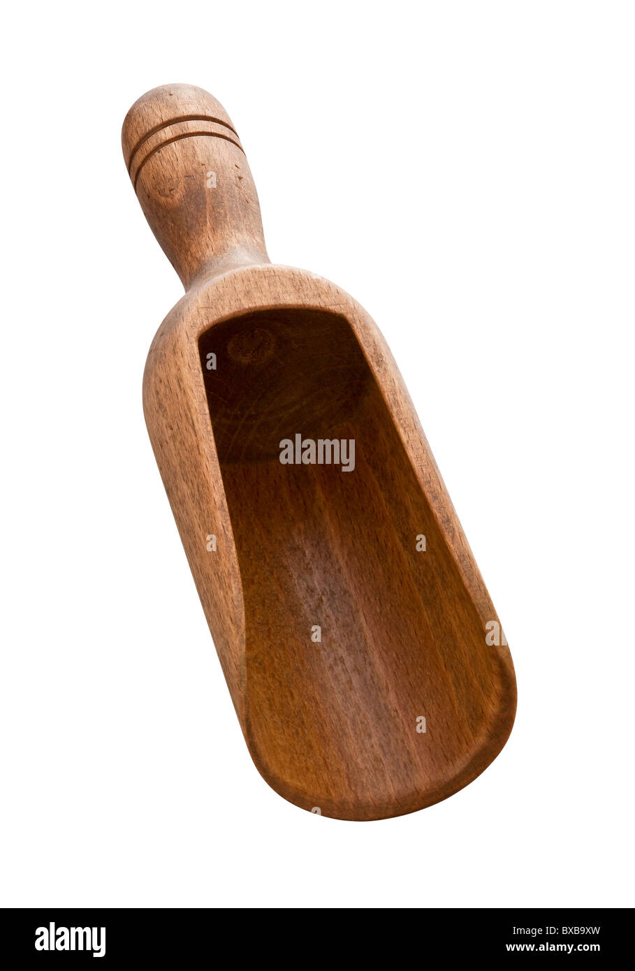 Old Wood Scoop Isolated on a white background Stock Photo Alamy