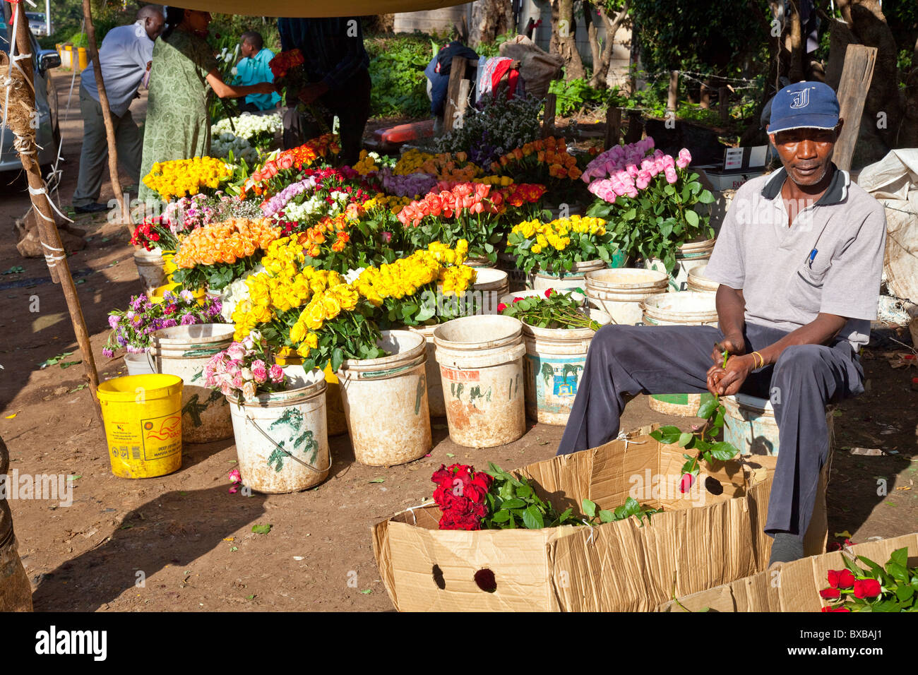 Flower vendor, Nairobi, Kenya Stock Photo Alamy