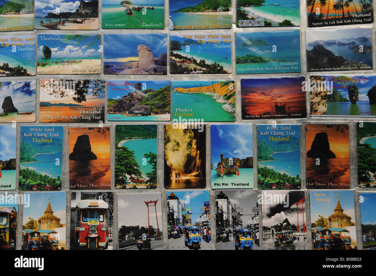 Postcards of Thailand in Khaosan Road Bangkok Stock Photo